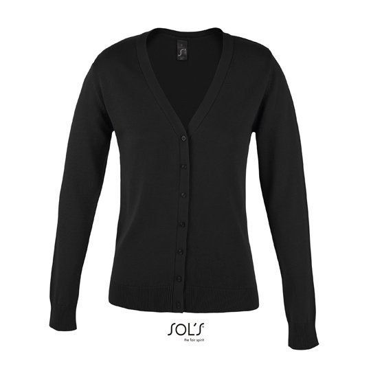 [1000119542] (90012) Women´s Golden V-Neck Knitted Cardigan [L419] (S, Black)