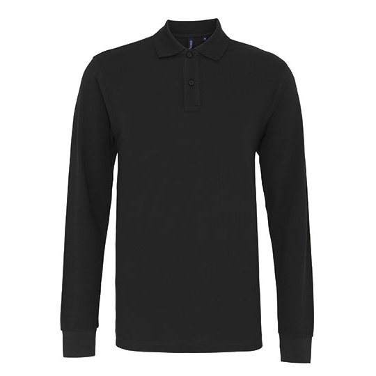 [1000406343] Men´s Classic Fit Long Sleeved Polo [AQ030] (S, Black)