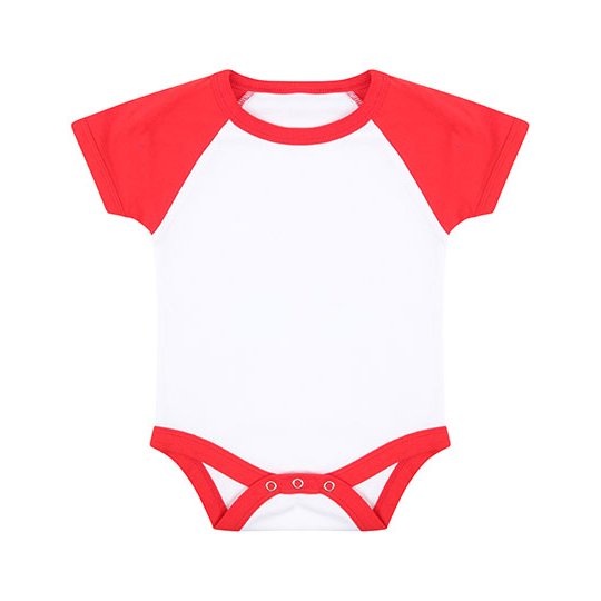 [1000251225] Essential Short Sleeved Baseball Bodysuit [LW502] (0-3 months, White / Red)