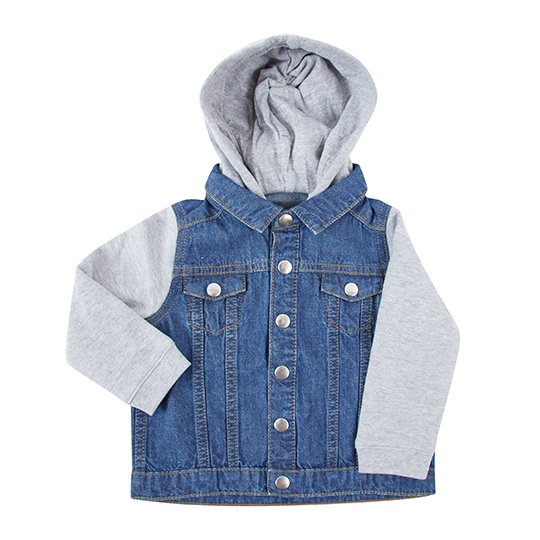 (LW750) Denim Jacket With Fleece Hood And Sleeves