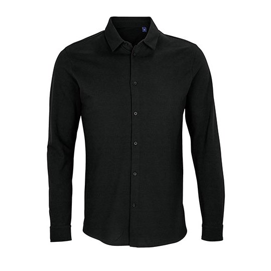 [1000402761] (03777) Men´s Cotton Pique Shirt Basile [NB3777] (S, Deep Black)
