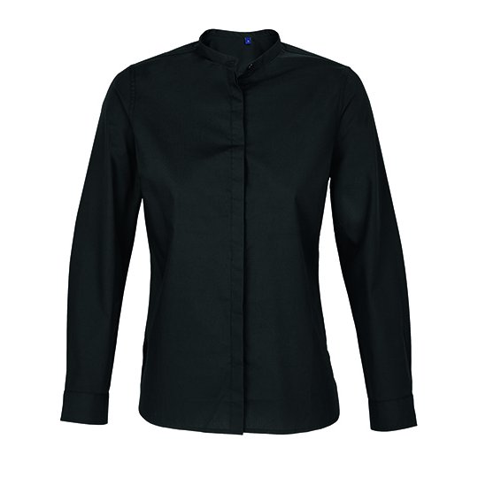 [1000342767] (03787) Women´s Mao Collar Shirt Bart [NB3787] (S, Deep Black)