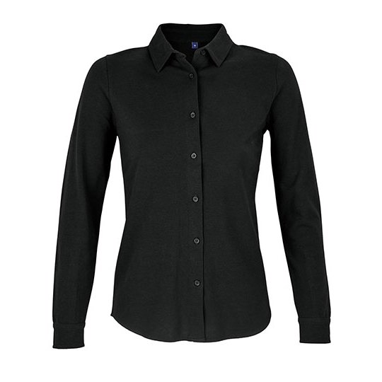 [1000402775] (03791) Women´s Cotton Pique Shirt Basile [NB3791] (S, Deep Black)