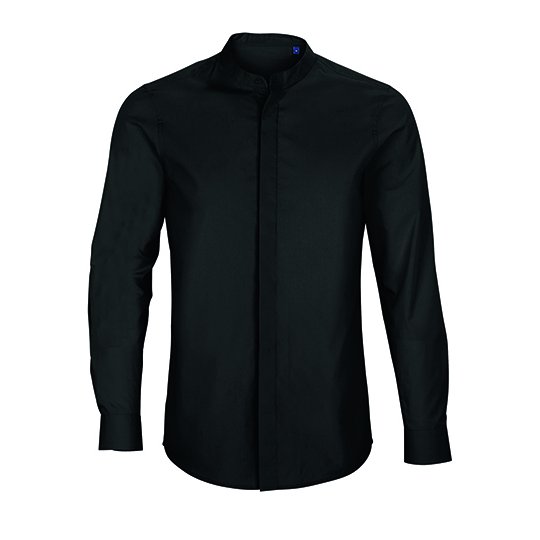 [1000342735] (03792) Men´s Mao Collar Shirt Bart [NB3792] (S, Deep Black)