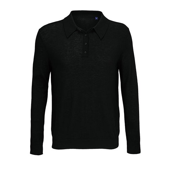[1000402819] (03986) Men´s Polo Collar Sweater Stefan [NB3986] (S, Deep Black)