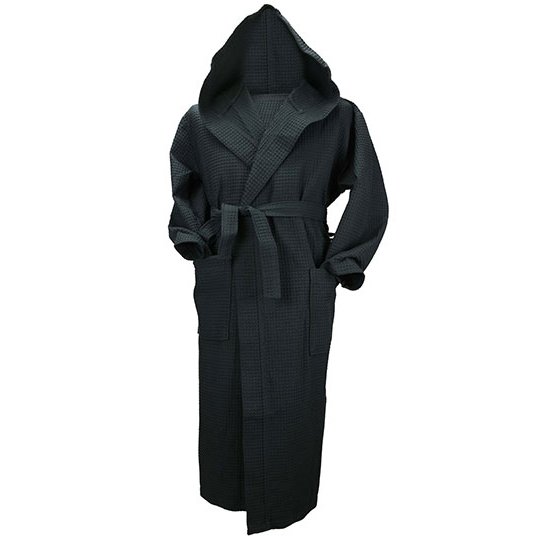 [1000323691] (028.50) Robezz® Waffle Bathrobe With Hood [AR028] (XS, Black)