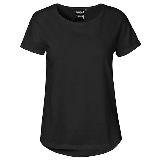 [1000212174] (O80012) Ladies´ Roll Up Sleeve T-Shirt [NE80012] (XS, Black)
