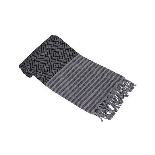 [1000408546] Hamamzz Towel Kusadasi [AR051] (Black / Grey)