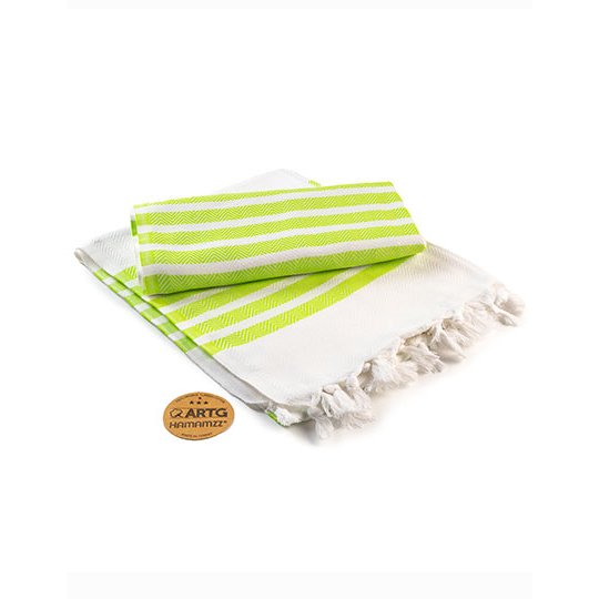 [1000283949] Hamamzz® Dalaman Towel [AR053] (White / Lime Green)