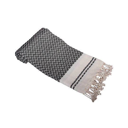 [1000408550] Hamam Towel Alanya [AR054] (Black / Cream)