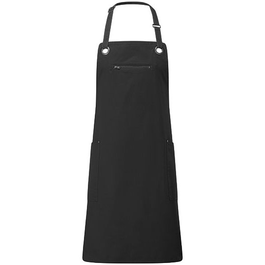 [1000333204] (PR121) 'Barley' Contrast Stitch Sustainable Bib Apron [PW121] (Black (ca. Pantone Black C) / Charcoal (ca. Pantone 7540C))