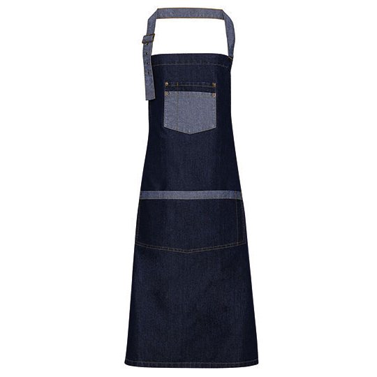 (PR127) Domain Contrast Denim Bib Apron