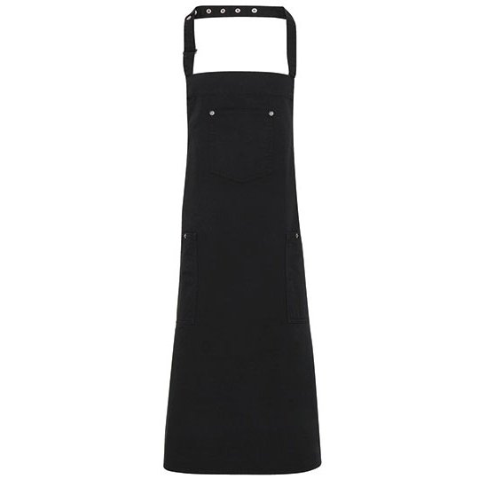 [1000226821] (PR132) Cotton Chino Bib Apron [PW132] (Black (ca. Pantone Black C))