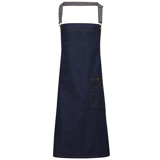 (PR134) District Waxed Look Denim Bib Apron [PW134]