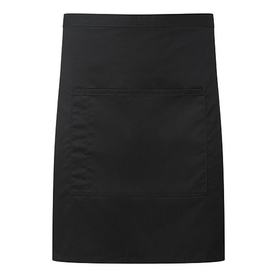 [1000361549] (PR141) Colours Mid Length Apron with Pocket [PW141] (Black (ca. Pantone Black C))