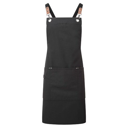 [1000406235] (PR182) Clip ‘n’ Clasp Cross-Back Bib Apron [PW182] (Black (ca. Pantone Black C))