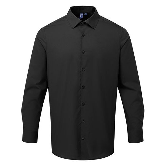 [1000400763] (PR203) Men’s Long Sleeve ‘Recyclight’ Poplin Shirt [PW203] (S, Black)