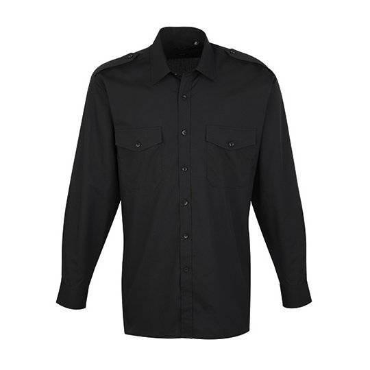 [1000144168] (PR210) Pilot Shirt Long Sleeve [PW210] (37 (14H), Black (ca. Pantone Black C))