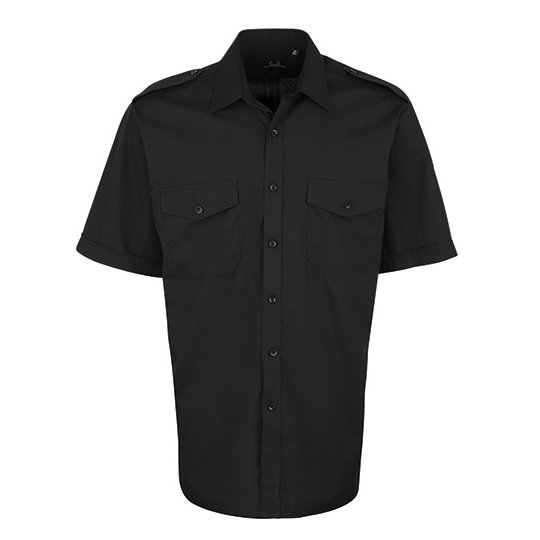 [1000144198] (PR212) Pilot Shirt Short Sleeve [PW212] (37 (14H), Black)