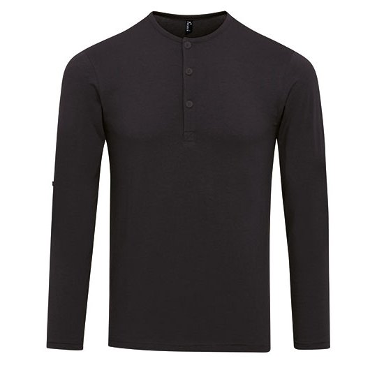 [1000269182] (PR218) Men´s Long-John Roll Sleeve Tee [PW218] (XS, Black (ca. Pantone Black C))