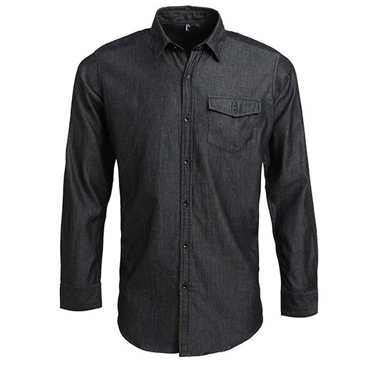 [1000227031] (PR222) Men´s Jeans Stitch Denim Shirt [PW222] (XS, Black Denim (ca. Pantone 433C))