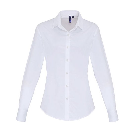 (PR344) Women´s Stretch Fit Poplin Long Sleeve Cotton Shirt [PW344]