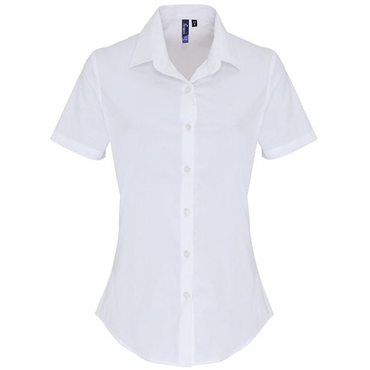 (PR346) Women´s Stretch Fit Poplin Short Sleeve Cotton Shirt [PW346]