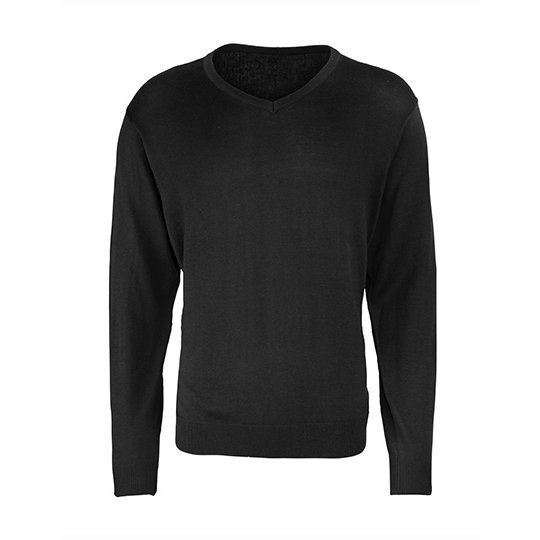 [1000145592] (PR694) Men´s V-Neck Knitted Sweater [PW694] (XXS, Black (ca. Pantone Black C))
