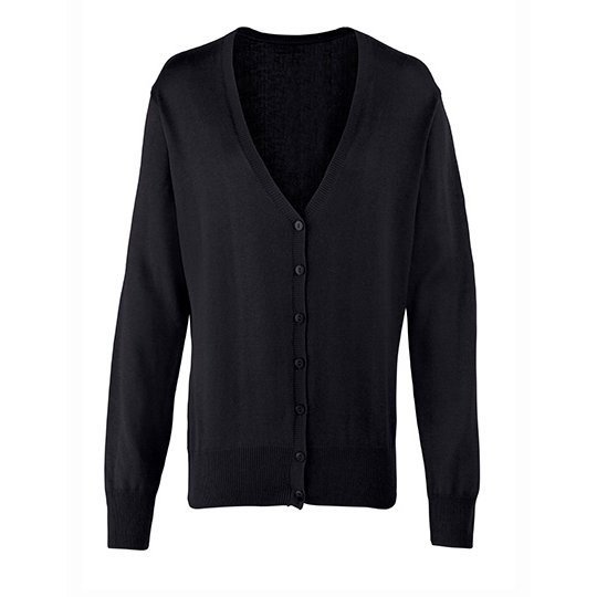 [1000145682] (PR697) Women´s Button Through Knitted Cardigan [PW697] (XS (8), Black (ca. Pantone Black C))
