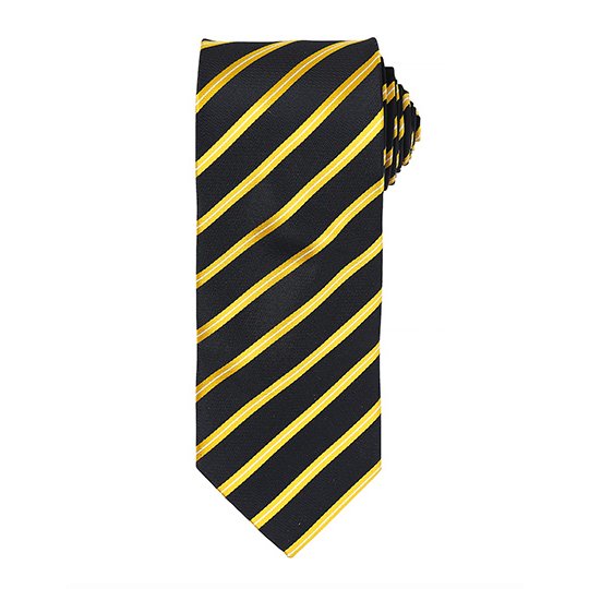 [1000213243] (PR784) Sports Stripe Tie [PW784] (Black (ca. Pantone Black C) / Gold)