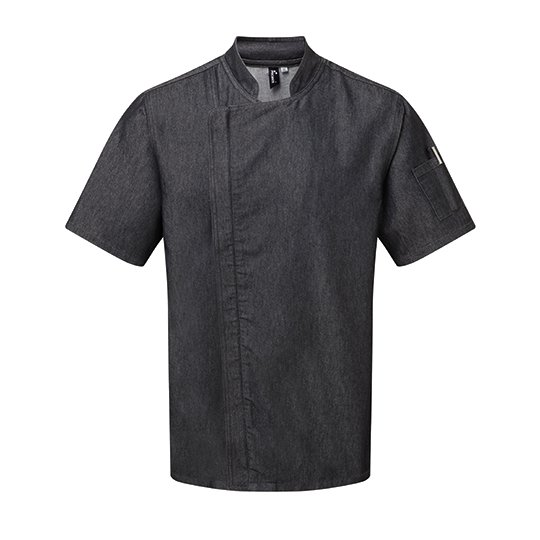[1000296522] (PR906) Chef´s Zip-Close Short Sleeve Jacket [PW906] (XS, Black Denim (ca. Pantone 426C))