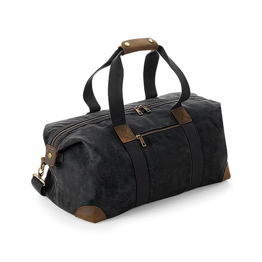 [1000265180] Heritage Waxed Canvas Holdall [QD650] (Black)