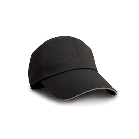 [1000154623] (RC038X) Herringbone Cap With Sandwich Peak [RH38] (Black / Tan)