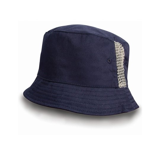 [1000154632] (RC045X) Deluxe Washed Cotton Bucket Hat With Side Mesh Panels [RH45] (Navy)
