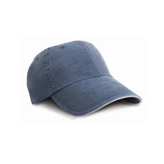 [1000154665] (RC054X) Washed Fine Line Cotton Cap With Sandwich Peak [RH54] (Navy / Putty)