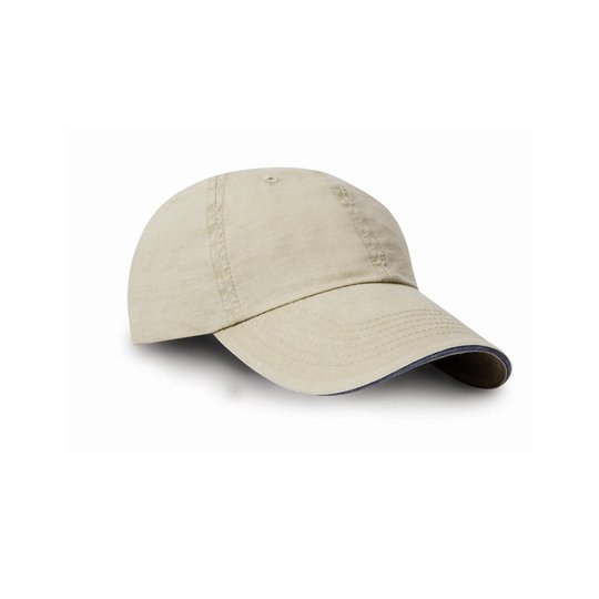 (RC054X) Washed Fine Line Cotton Cap With Sandwich Peak [RH54]