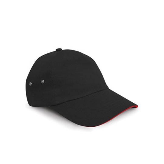 [1000154757] (RC072X) Printers Plush Cotton 5 Panel Cap [RH72] (Black / Red)