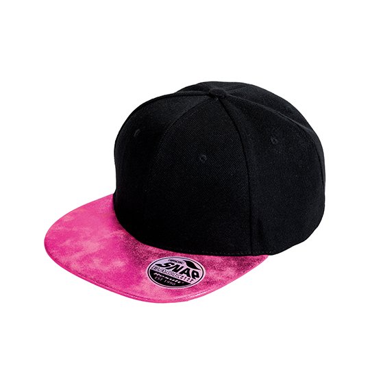 [1000221864] (RC087X) Bronx Flat Glitter Peak Snapback Cap [RH87] (Black / Pink)