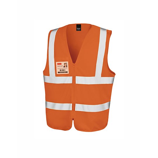 [1000157255] (R202X) Zip I.D. Safety Tabard [RT202] (S/M, Fluorescent Orange)