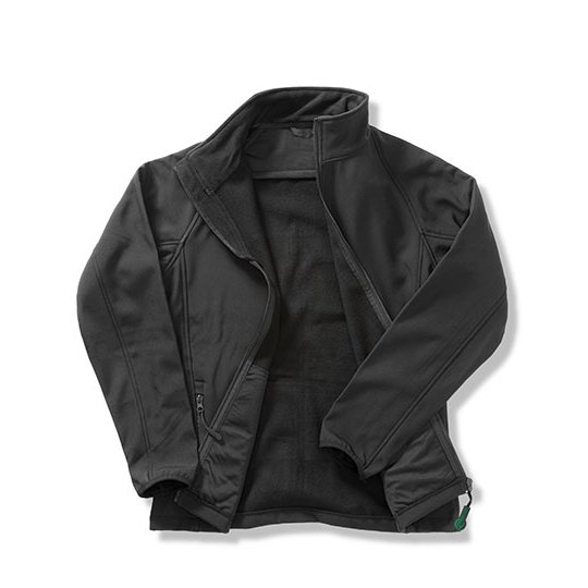 [1000158055] (R231M) Men's Printable Softshell Jacket with Recycled Fleece Inner [RT231] (S, Black / Black)