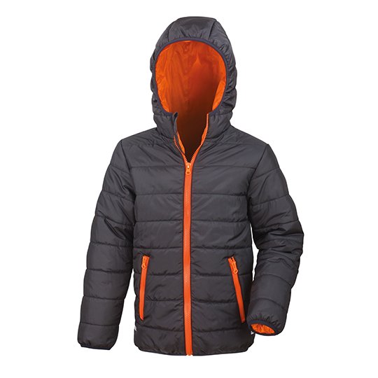 [1000158276] (R233J) Junior Soft Padded Jacket [RT233J] (XXS (2-3), Black / Orange)