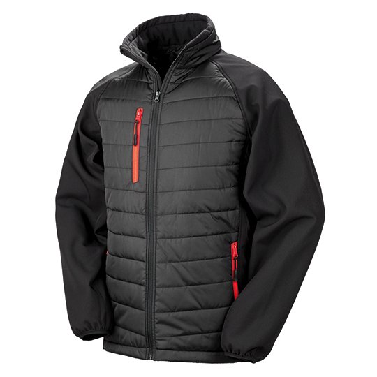 [1000248741] (R237X) Recycled Compass Padded Softshell [RT237] (XS, Black / Red)