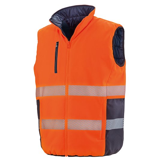 [1000221620] (R332X) Reversible Soft Padded Safety Gilet [RT332] (S, Fluorescent Orange / Navy)