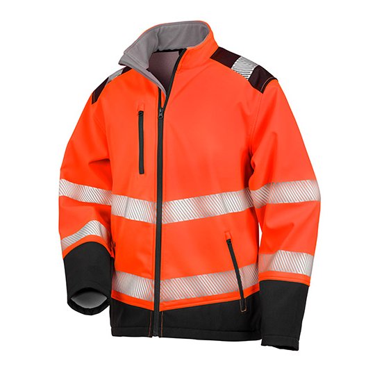 [1000296684] (R476X) Printable Ripstop Safety Softshell Jacket [RT476] (S, Fluorescent Orange / Black)