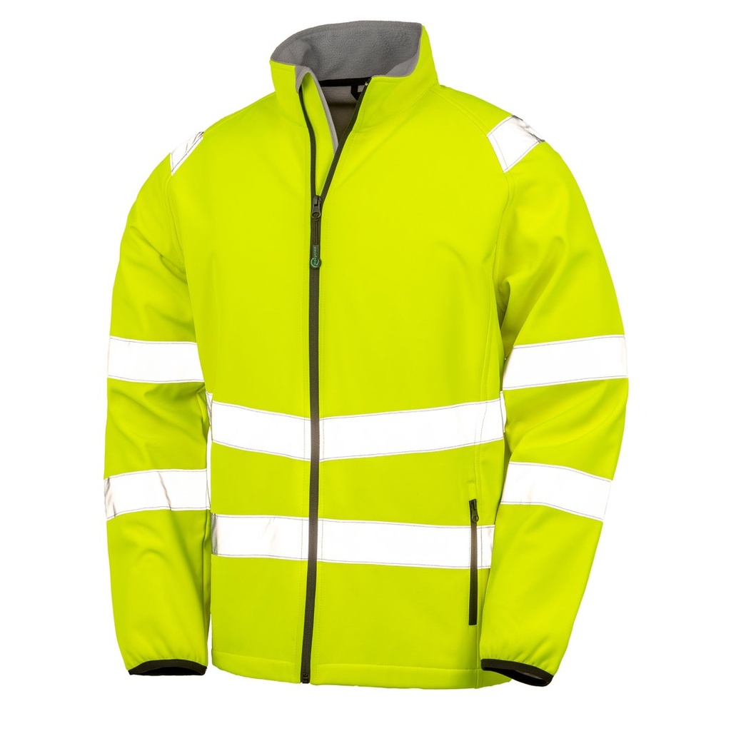 [1000356279] (R505X) Recycled Printable Safety Softshell Jacket [RT505] (S, Fluorescent Yellow / Black)
