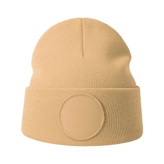 [1000428838] (WICP) Wind-S Circular Patch Beanie [AT7005] (Beige)