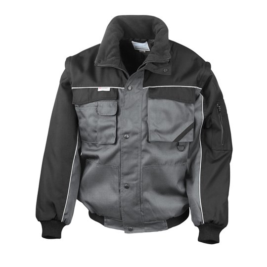 [1000160535] (R071X) Zip Sleeve Heavy Duty Jacket [RT71] (S, Grey / Black)