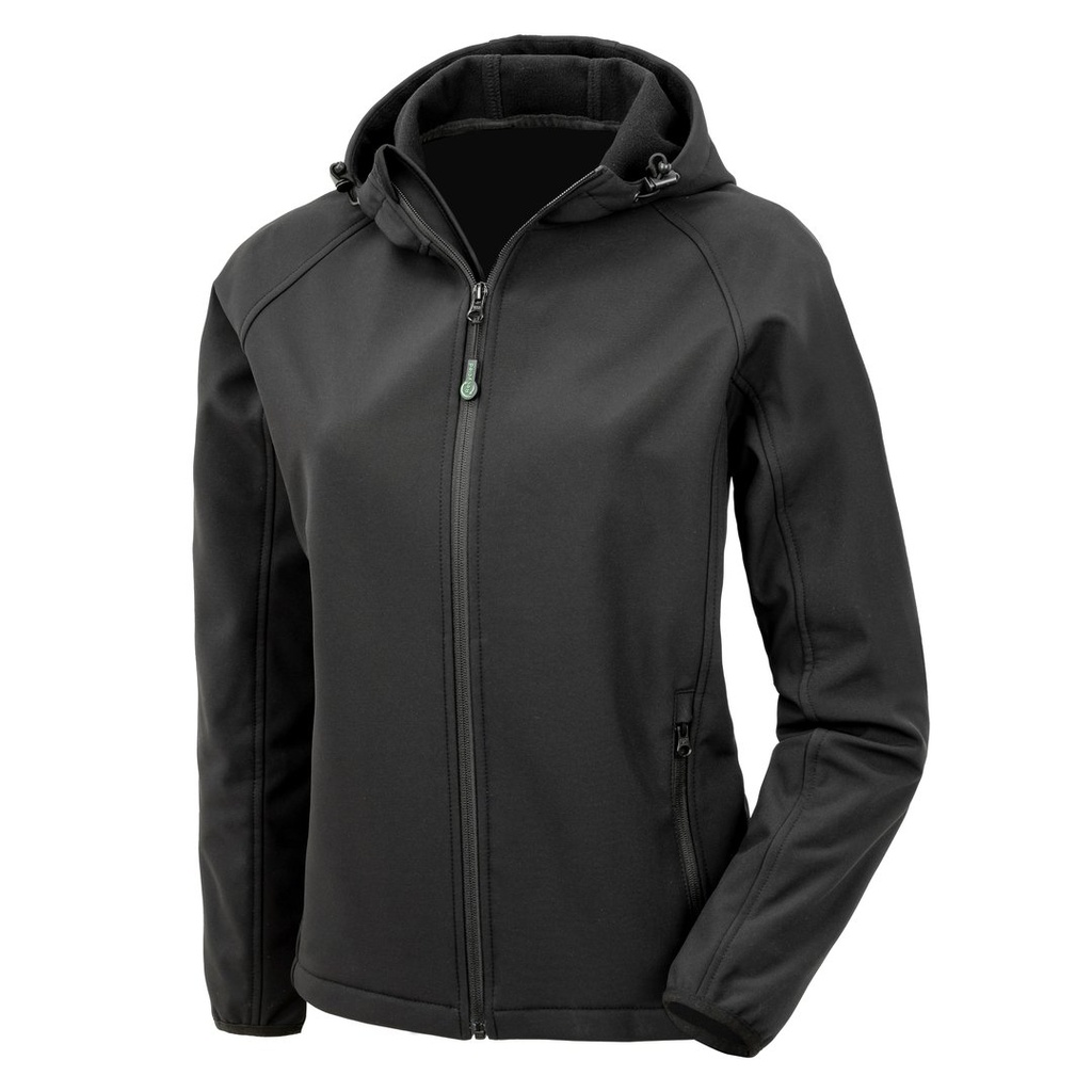 [1000356349] (R911F) Women´s Recycled 3-Layer Printable Hooded Softshell Jacket [RT911F] (XS, Black)