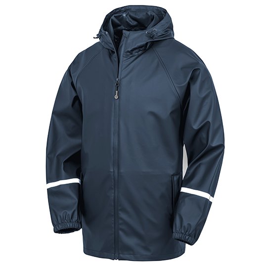 [1000388371] (R915X) Prism PU Waterproof Jacket with Reflective Bands & Recycled Backing [RT915] (XS, Navy)