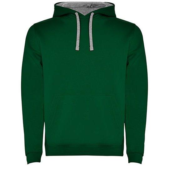 [1000281724] (SU1067) Men´s Urban Hooded Sweatshirt [RY1067] (XS, Bottle Green 56 / Heather Grey 58)